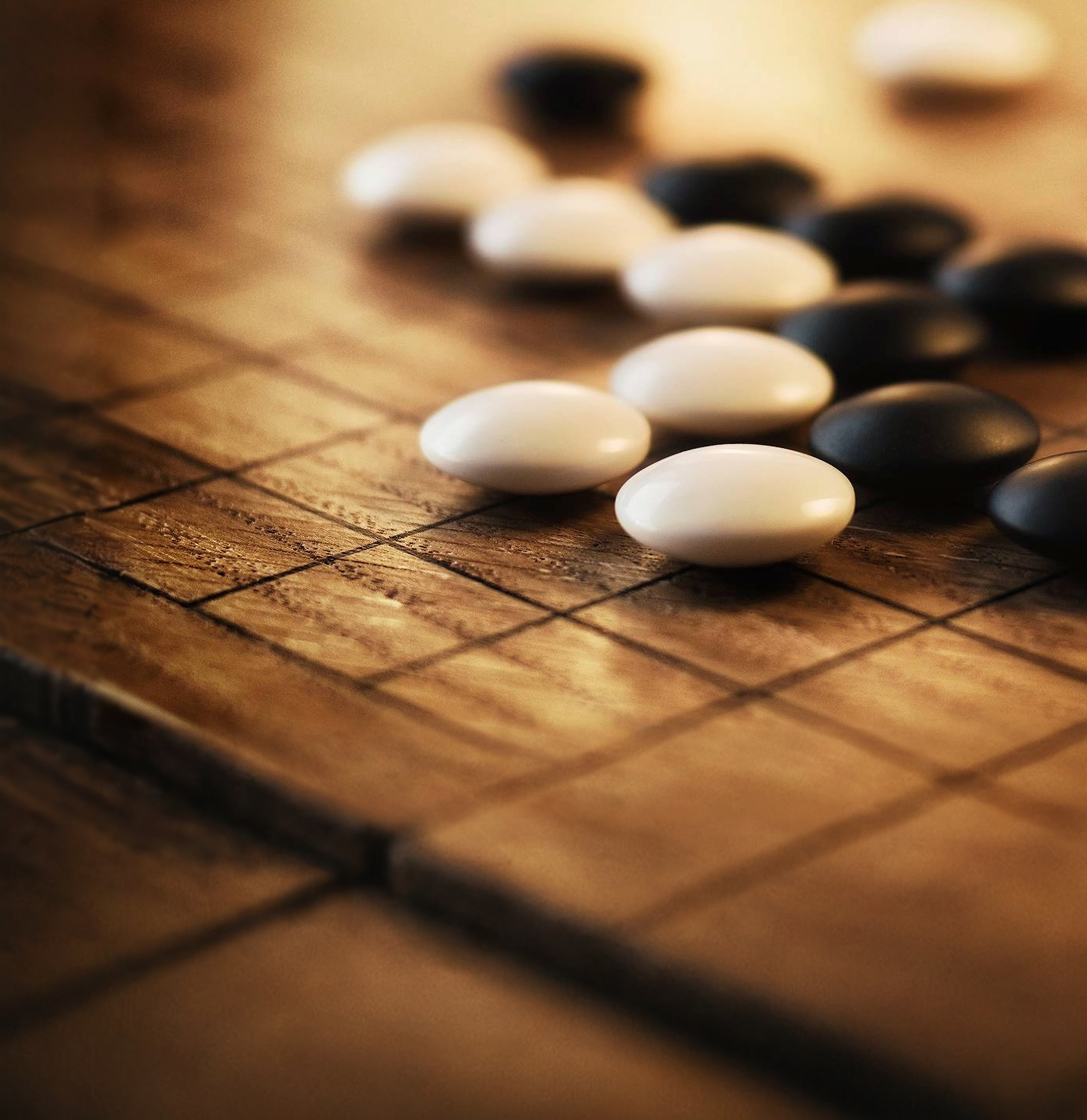 Go board with stones